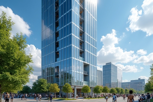 ภาพการใช้สารเคลือบกระจกใสในอาคารสีเขียว